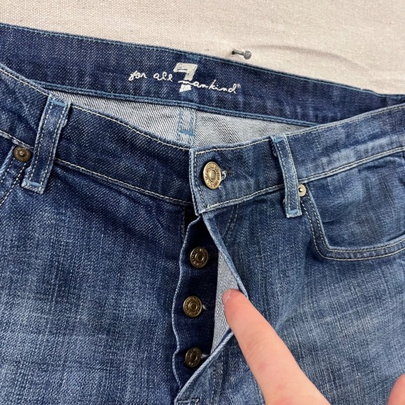 7 For All Mankind Bootcut Jeans Mens 34 Blue Excellent Button Fly Made in USA - Picture 4 of 10